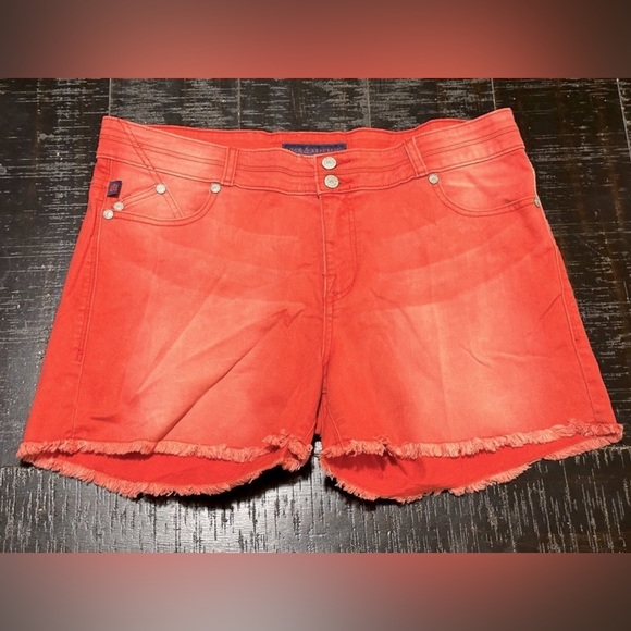 Rock & Republic Bonnaroo orange mid rise frayed hem jean short 16 - Picture 2 of 4